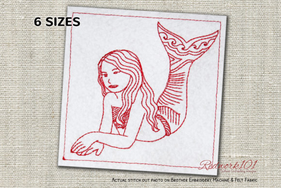 Review: Cartoon Mermaid Lying on Sand Redwork