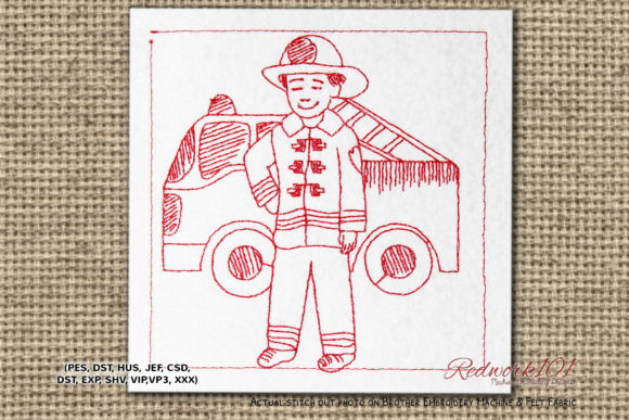Reviewing Little Child As a Firefighter Redwork